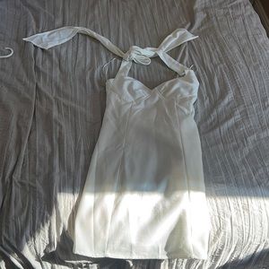 Corset top fit mini white dress, linen material